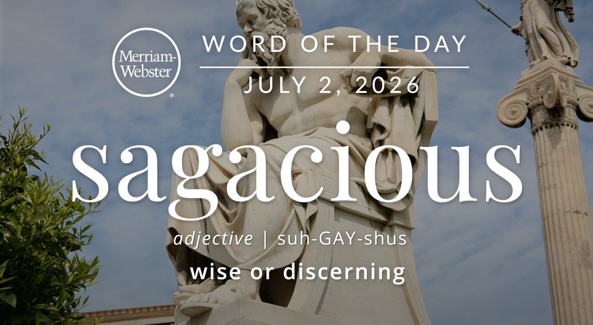 MerriamWebster's tweet photo. The #WordOfTheDay is ‘sagacious.’
https://t.co/9TbAhnl73T https://t.co/Km87fQDYxy