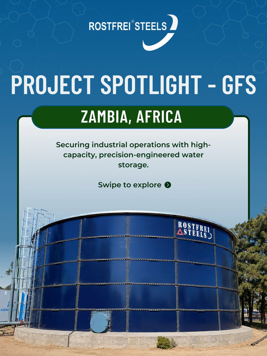 SteelRostfrei's tweet photo. 𝐏𝐫𝐨𝐣𝐞𝐜𝐭 𝐒𝐩𝐨𝐭𝐥𝐢𝐠𝐡𝐭: 𝐙𝐚𝐦𝐛𝐢𝐚, 𝐀𝐟𝐫𝐢𝐜𝐚 🇿🇲

Delivering reliable water storage solutions for industrial applications with our Glass-Fused-to-Steel (GFS) Tanks.

#RostfreiSteels #WaterStorage #GFSTanks #EngineeringExcellence #SustainableEngineering https://t.co/yZNq427rI7