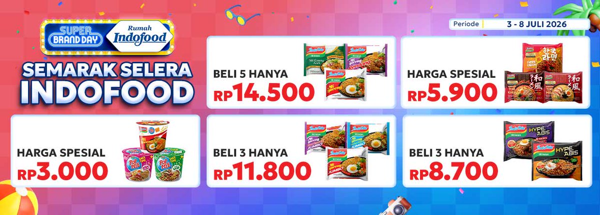 klikindomaret's tweet photo. 🍜✨ Semarak Selera Indofood Super Brand Day sudah dimulai!
Saatnya belanja produk-produk Indofood favoritmu dengan promo spesial, hanya di Klik Indomaret. Yuk, manfaatkan promonya sebelum berakhir! 🛒
#KlikIndomaret #SBD #Indofood https://t.co/OuYsRdMfdY