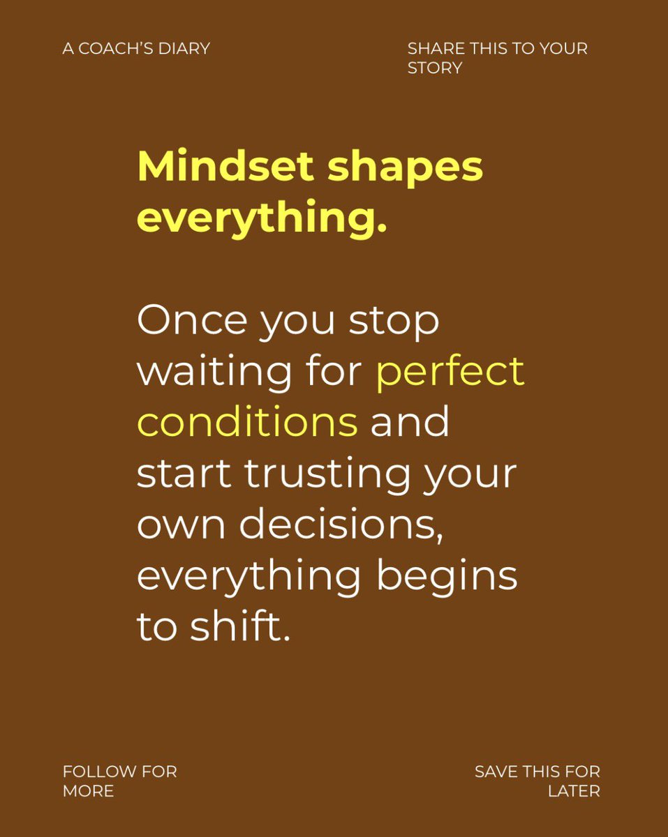 ACoachsDiary's tweet photo. Mindset shapes everything.

Once you stop waiting for perfect conditions and start trusting your own decisions, everything begins to shift. https://t.co/vTljGvvzRD
