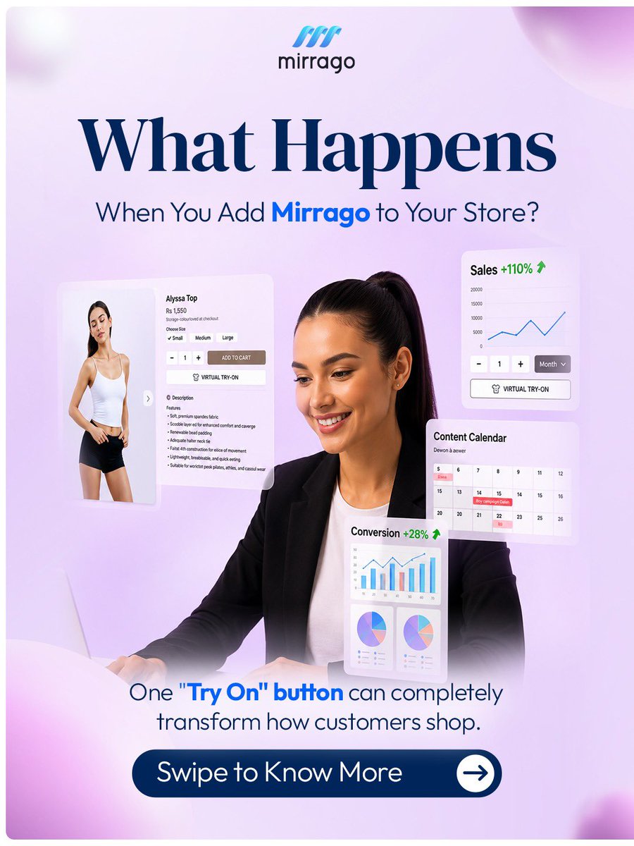MirragoOfficial's tweet photo. Virtual try-on is no longer just about visualization.
The future is AI that helps people make better fashion decisions.
What do you think?
#FashionTech #VirtualTryOn #AI #Ecommerce #Mirrago https://t.co/oukE4EjpB1