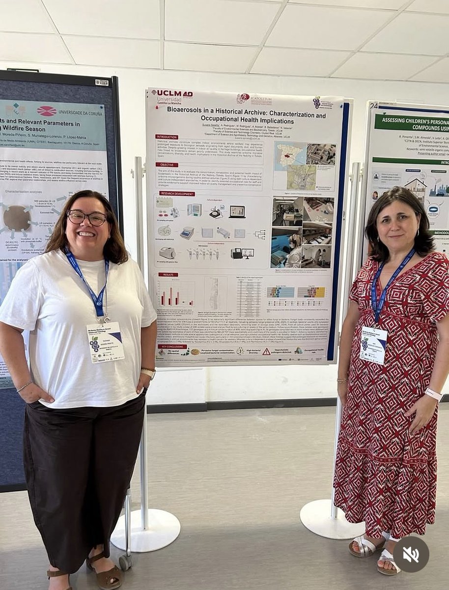 MAmbBioquimUCLM's tweet photo. Las profesoras Ana Rodríguez y Susana Seseña están en #RICTA2026 presentando sus resultados sobre la calidad del aire en el Archivo Histórico de la Nobleza, y su influencia sobre la salud de los trabajadores y la conservación de documentos https://t.co/rQaopT8dvj