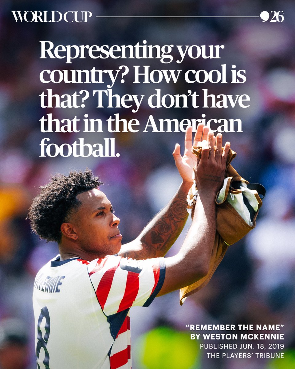 PlayersTribune's tweet photo. Growing up, Weston McKennie loved playing both footballs. But after moving to Germany as a child, he discovered his future in the global game: “I didn’t know much about the city of Kaiserslautern. My family moved there because my dad was in the military and he was stationed there after being stationed in Fort Lee in Virginia. My brother, sister and I kind of got thrown into a whole new world. We didn’t have the things we were used to, the things we loved.

There were no more pickup American football games against kids at the bus stop before school. No sneaking out of the house, down our cul-de-sac street and going to the playground. Everything in Germany was new. So we adjusted. And I don’t know exactly how it all started … but John, my older brother, got into football. Or as we knew it, soccer. But our new friends called it football. We started to play a lot — like a lot a lot.

I think I loved the freedom of it. I had so much energy as a boy, and football was an excuse to go run around and be physical for an afternoon or evening. I didn’t have to put on pads or a helmet. The game didn’t stop every few minutes. It felt good. I remember following John one day to a game he was playing with some friends. He was 14, I was six. I kicked the ball around a bit on the sidelines and in warmup. My memory is a bit hazy, but there was a coach named David Müller at the park. He came up to John afterwards.

“Hey, you’re little brother … he’s not so bad. You should bring him out to the tryouts for the under-six team I coach”

We went home and talked to my mom. She gave the green light. Dad said it was fine, too. We gave him a “Yes, sir,” as was customary in our house. And we went off to practice. A few days later I remember going to tryouts in a polo shirt, khaki shorts and American football cleats because that’s all I had. I didn’t have a football kit. I’d only learned of the sport a few months before. But none of that mattered. Because I was fast. Like even for a five-year-old I was fast. Mom told me I blew everybody away with how quick I could move.

I made the team. And got real shorts and boots.
And in my first game — and this is true because David was my first coach, and I’m pretty sure he’d never lie to me — I scored eight goals. 

Eight.

That was my last game with the U-6s.

I went to play with the U-8s after that.

Not bad for an American!

A few years later, in 2006, the World Cup came to Germany. I saw the U.S. beat Poland in a pre-tournament match. I met Carlos Bocanegra, Landon Donovan and a few of the other players. Man … I was hooked after that. Representing your country? How cool is that? They don’t have that in the American football.

When we moved back to the States, I played both footballs at first. Sometimes on the same day. I’d swap shoulder pads for shin guards in the car as Mom handed me a snack on the way to our match. That’s the way it went.

Gradually I moved away from one sport after I started to see a future in another. Football felt like such a gift — a gift that I never would have received if it weren’t for our time in Germany. And one I couldn’t have benefited from if it weren’t for the sacrifices of my parents." https://t.co/sddpU5beKV

@WMckennie | @USMNT
