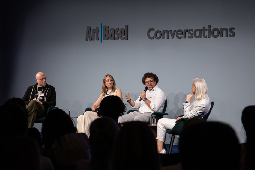 artblocks_io's tweet photo. The @ArtBasel Conversation, "Barbarians at the Gates!" is now available online. (link below) 

"When there's a disruption, we will see where things lie. At the end of the day, it depends on why we do what we do. When we do things from a place of authenticity, the result is more likely to fall in a positive place... The blockchain documents digital art in a way that we could not document in the past. And that is the disruption. All we're talking about here is a new form of documentation. And I think that's authentic."
-@ArtOnBlockchain

Moderated by @trevorpaglen, with fellow panelists Natasha Degen and @TinaRiversRyan.

photo credit: Art Basel