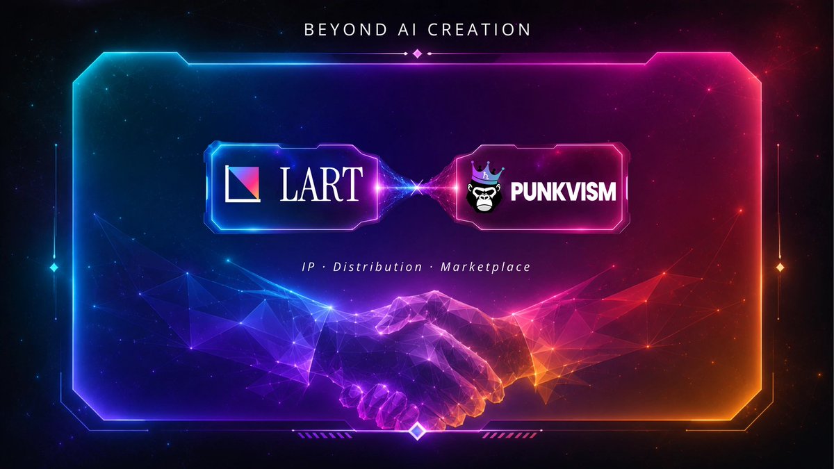 CoinLart's tweet photo. Why LART x PUNKVISM matters 💡

AI creation alone is not enough. The next wave needs IP, distribution, marketplaces, and cultural relevance.

PUNKVISM brings ecosystem momentum. LART brings AI-native infrastructure.

Together, creation connects with commerce.  #LART #PUNKVISM #AI https://t.co/PXVii2otzW