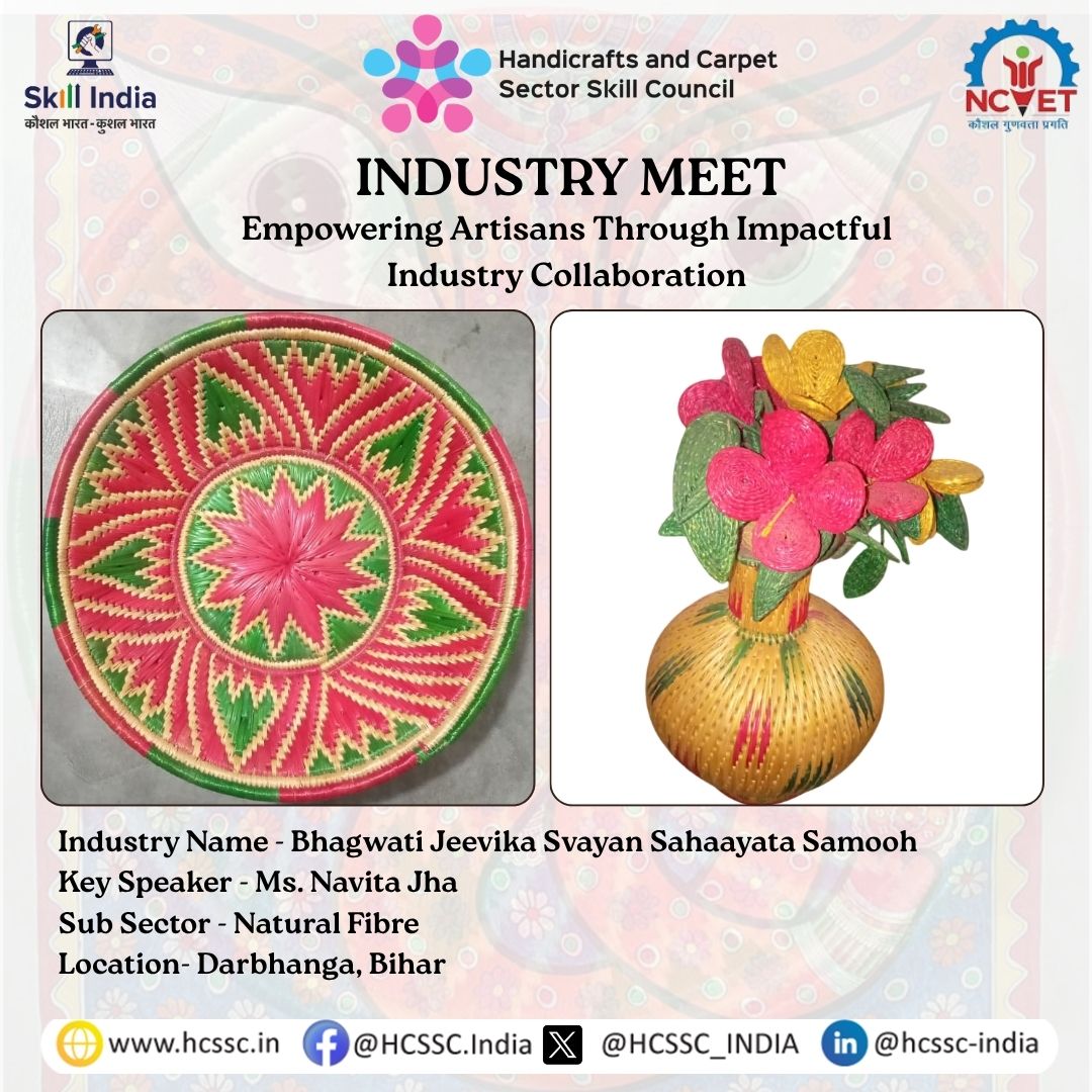 HCSSC_INDIA's tweet photo. #handicrafts #handicraftsofindia #MoSkillsAndEnterpreneurship #KushalBharatViksitBharat #SkillIndia https://t.co/vdlr5c8kyf