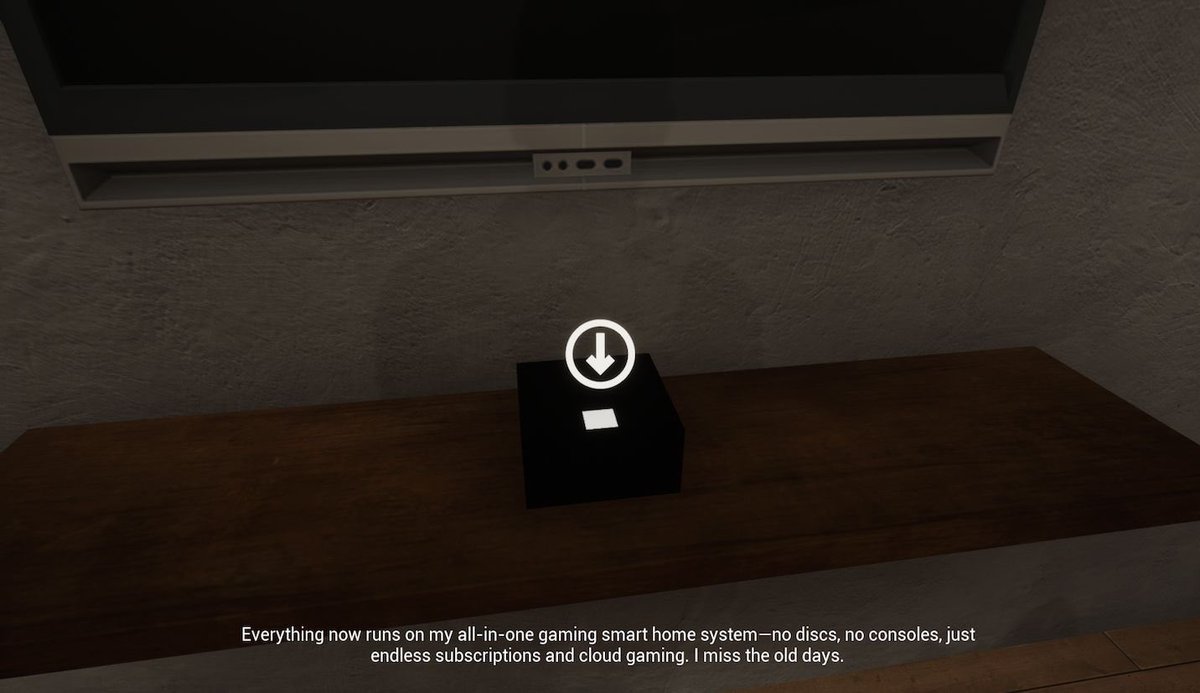 PromiseTeamDev's tweet photo. Among The Strangers - Easter Egg 

كان عندنا توقع بأن العالم الرقمي سيكتسح كل شيء من حولنا ..كذلك الترصد الرقمي 👀

أحداث لعبتنا بعد سنوات من قرار شركات الالعاب بعدم اصدار نسخ ملموسة واجهزة العاب والاعتماد الكامل على الاشتراكات واللعب السحابي. https://t.co/4TvTY7sXrB