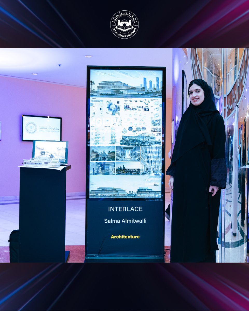DAHUniversity's tweet photo. جانب من مشاريع تخرج طالبات برنامج بكالوريوس العمارة بكلية الهندسة والحاسبات والتصاميم بجامعة #دار_الحكمة، في معرض “Visionary 2026”الذي أُقيم في الجامعة.​
​
A glimpse of the graduation projects presented by students of the Bachelor of Architecture program from the School of Engineering, Computing and Design at Dar Al-HekmaUniversity during the “Visionary 2026” exhibition.​

#جامعة_دار_الحكمة
#dahuniversity
#Visionary2026
#CreatingFutureOpportunities
#CreativeFuture
#StudentExhibition