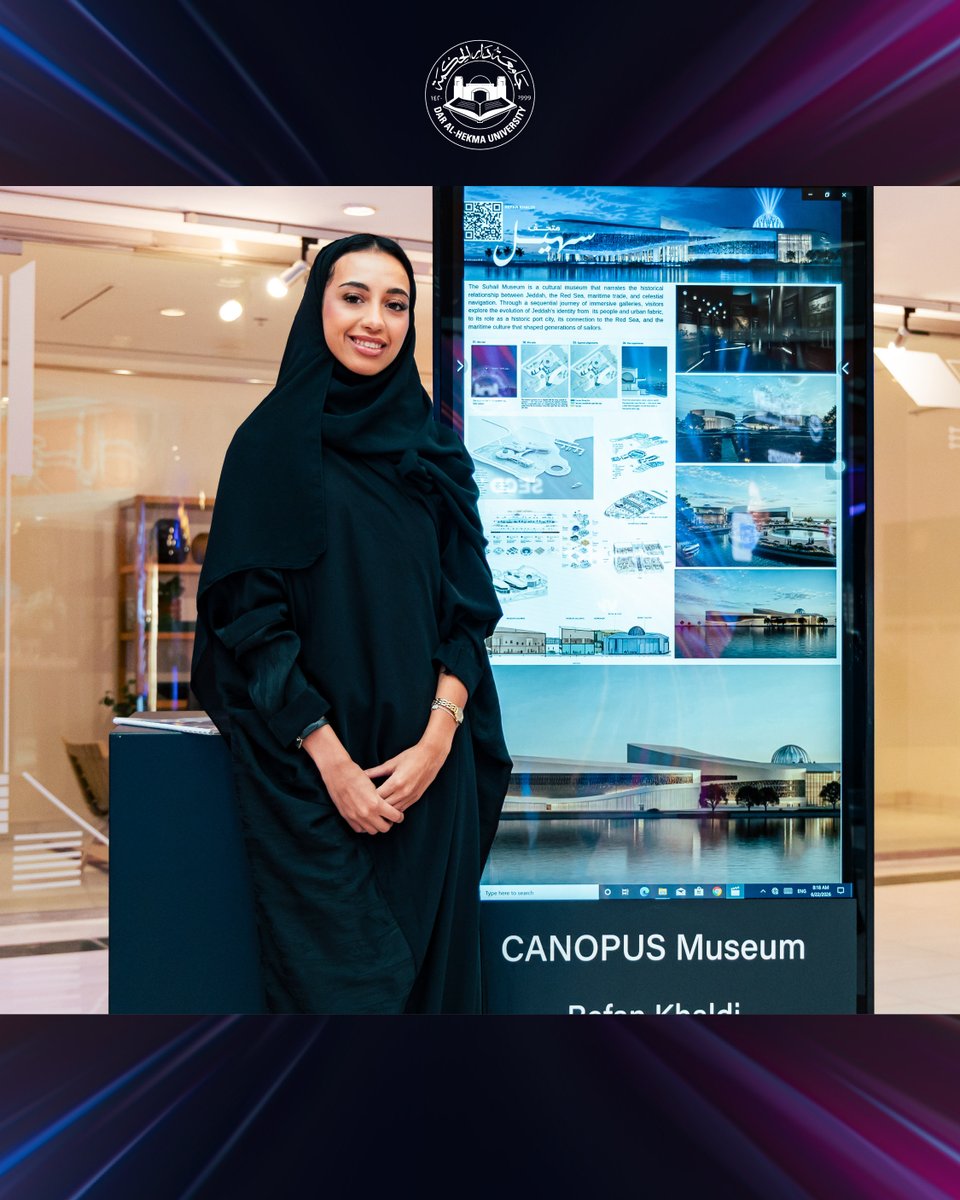 DAHUniversity's tweet photo. جانب من مشاريع تخرج طالبات برنامج بكالوريوس العمارة بكلية الهندسة والحاسبات والتصاميم بجامعة #دار_الحكمة، في معرض “Visionary 2026”الذي أُقيم في الجامعة.​
​
A glimpse of the graduation projects presented by students of the Bachelor of Architecture program from the School of Engineering, Computing and Design at Dar Al-HekmaUniversity during the “Visionary 2026” exhibition.​

#جامعة_دار_الحكمة
#dahuniversity
#Visionary2026
#CreatingFutureOpportunities
#CreativeFuture
#StudentExhibition