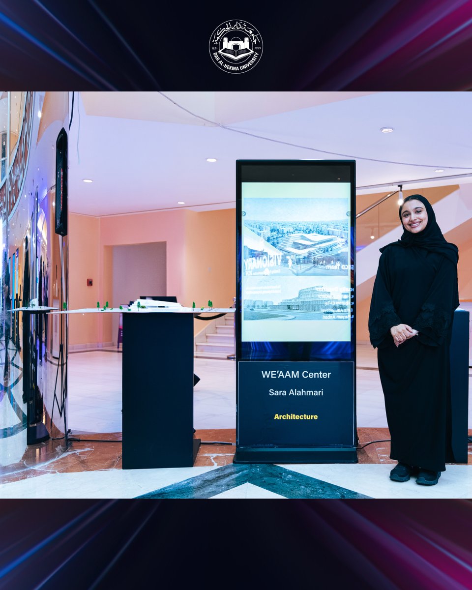 DAHUniversity's tweet photo. جانب من مشاريع تخرج طالبات برنامج بكالوريوس العمارة بكلية الهندسة والحاسبات والتصاميم بجامعة #دار_الحكمة، في معرض “Visionary 2026”الذي أُقيم في الجامعة.​
​
A glimpse of the graduation projects presented by students of the Bachelor of Architecture program from the School of Engineering, Computing and Design at Dar Al-HekmaUniversity during the “Visionary 2026” exhibition.​

#جامعة_دار_الحكمة
#dahuniversity
#Visionary2026
#CreatingFutureOpportunities
#CreativeFuture
#StudentExhibition