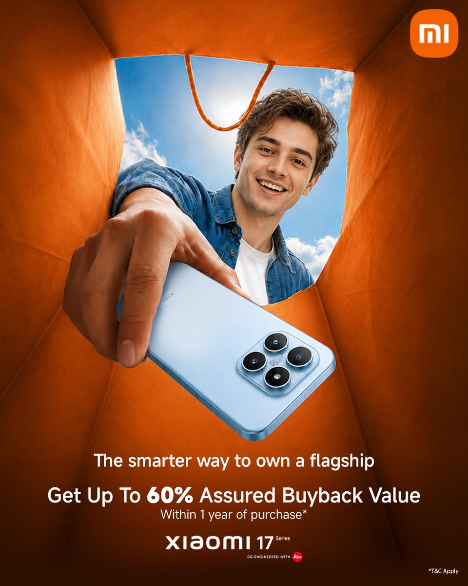XiaomiIndia's tweet photo. Upgrading to elite mobile performance has never been easier.

Grab the all-new #Xiaomi17Series now and enjoy up to 60% Assured Buyback Value within 1 year.

It’s the perfect time to switch, capture unmatched low-light details, and seamlessly #RuleTheNight.

Buy Now:  
#Xiaomi17 - https://t.co/wl18K9c1na 
#Xiaomi17Ultra - https://t.co/yWUuYX7CSG