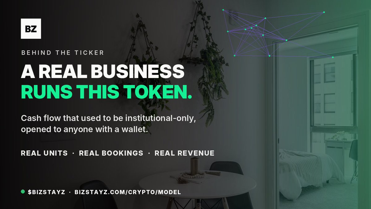 bizstayz's tweet photo. @dexscreener @Pumpfun @solana @JupiterExchange Behind the ticker is an actual operating corporate housing business.

Real units. Real bookings. Real revenue.

Cash flow that has historically only been available to institutional real estate operators, opened to anyone with a wallet.

That’s the whole thesis. https://t.co/4ngH8Wl2Wf