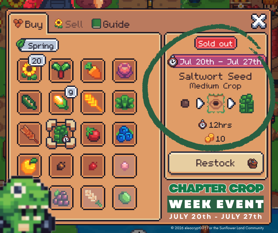 leacrypt00's tweet photo. OMG! This might be one of the best chances to get some of the rarest collectibles in #SunflowerLand🌻

Chapter Crop Week will have daily raffles, and every Saltbite you cook counts as 1 RAFFLE ENTRY!🎟️

🧵Here's a quick breakdown of how the event works 👇🏽 https://t.co/GUpfs7GYwX