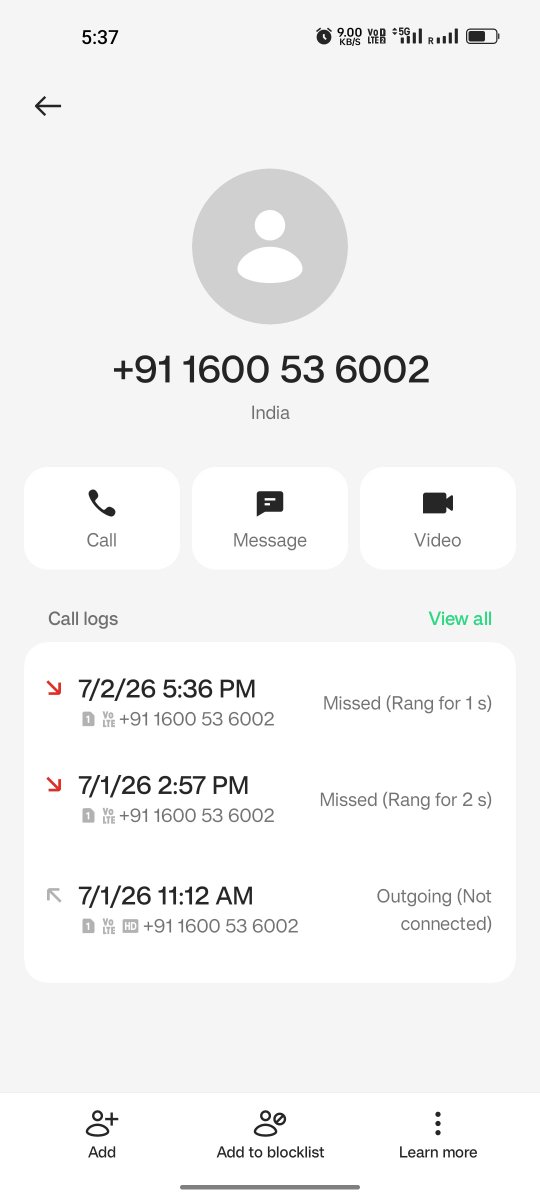 LoveableNadeem's tweet photo. Missed a call from +91 1600 53 6002, but it disconnected within 1 second and I couldn't call back.

If this was regarding my SBI Card application, kindly reconnect and provide an update.

@SBICard_Connect https://t.co/TRtnfQQjmC