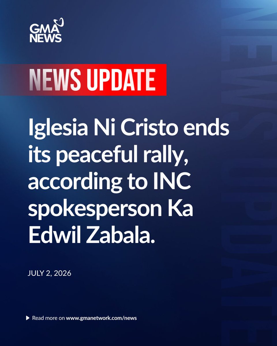 gmanews's tweet photo. NEWS UPDATE: The Iglesia Ni Cristo has ended its rally in Liwasang Bonifacio, according to INC spokesperson Edwil Zabala.

Details soon on https://t.co/T4xNFFqzti. https://t.co/9D2wZ2NTyJ