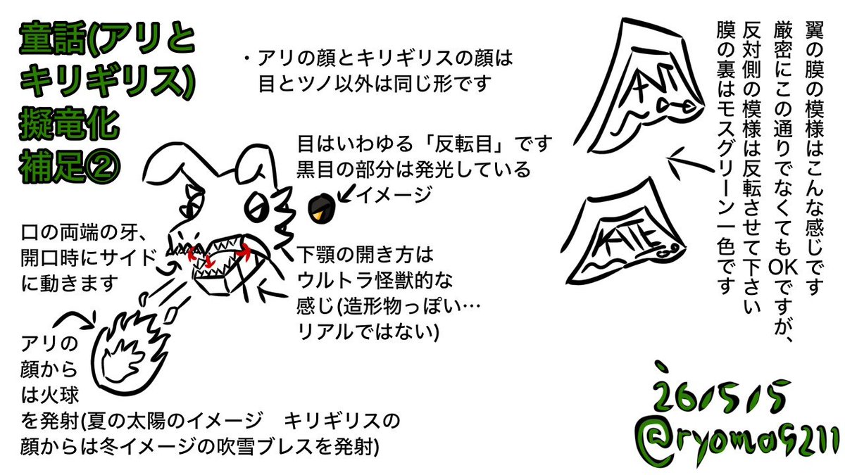 ryoma9211's tweet photo. #童話ドラゴン化誰デザ
☝️の企画で自分が「元のデザインをした」ドラゴンは6️⃣番の「アリとキリギリス」でした❗️🐜🦗
正解した皆さん、おめでとうございます❗️🎉
こういう怪物デザインはなかなかしないので、貴重な体験でした❗️✍️ https://t.co/v7XDVVGQIp