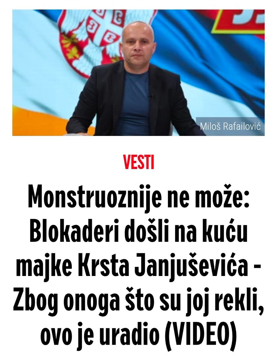 milos_vucevic's tweet photo. Пуна подршка Крсту Јањушевићу! 

Блокадери су се поново латили свог старог метода и кренули на домове напредњака. 

Знамо да појединцима у блокадерском покрету ништа није свето и да највише воле да нам малтретирају чланове породица. 

Али као и сваког претходног пута, ми ћемо издржати и победити. Јер ми знамо шта су породица, народ и држава. А они немају ни стида ни морала.

И зато ћемо их сваки пут победити. Јер ми бранимо светиње, а они нападају ношени мржњом. 

То зло које би они да посеју је грозно, али није и не може бити дугог века.