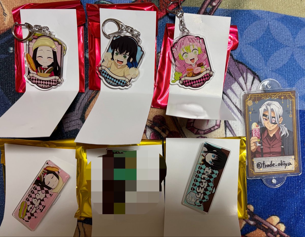 trade_akiya's tweet photo. 【交換/譲渡】鬼滅の刃 ハートブレッドアンティーク アクリルキーホルダー アクキー ネームプレート

譲)★無一郎 ☆蜜璃 禰豆子 ○伊之助

求)同種 善逸 or 定価+送料

交換/譲渡共に
★は○>無印から2点含む
☆は○>無印から1点含む

交換のみ
譲渡のみ
交換+譲渡
いずれも可

宜しくお願い致します https://t.co/MdPUDfb3I8