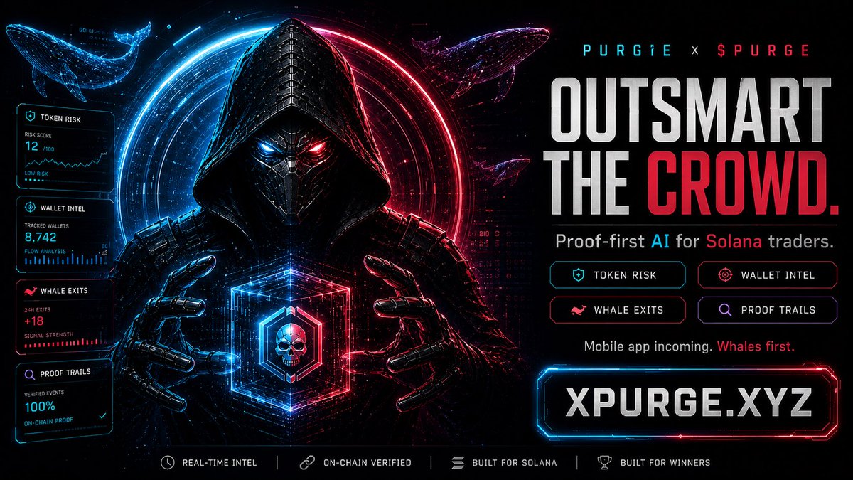 DRKC0DE's tweet photo. Our AI PURGIE and $PURGE that fuels him is just so much more than just another token out there. 

Spot risks, track suspicious wallets and analyse them, know what you are aping into. 

More safety in the space, less scammers getting rich stealing from us. 

PURGIE is the future. $PURGE is the way!