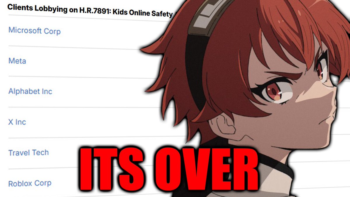 ChibiReviews's tweet photo. The entire internet is about to be forced to require age verification within the U.S, if you don't contact your senator. The people supporting this is Big Tech companies like Microsoft, Sony, Google, Twitter, Meta, Roblox, AT&amp;T, Comcast, and so much more. https://t.co/SdWnYflUMi https://t.co/GmdkUYgsUy