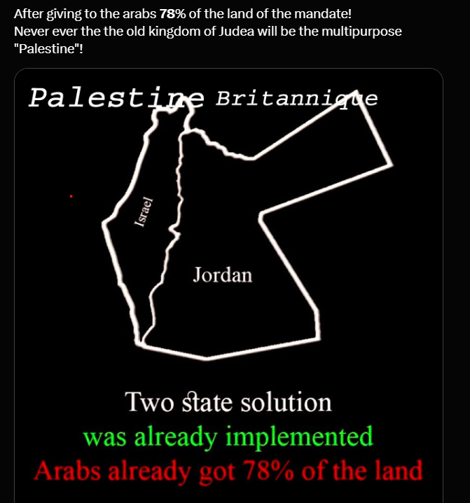 Heymen2514's tweet photo. Pendant deux millénaires le mot "palestinien" évoquait  pout tout le monde (y compris les judéens) les judéens uniquement. 
Pour cause nous avions oublié, que le mot Palestine avait été forgé pour ne plus parler du Royaume de Judée.
Voltaire, historien aussi,  appelle les judéens "palestiniens".
Ce qui vraiment  regrettable,  c'est que même les vieux  politiques israéliens continuent de parler de "palestiniens" absolument (stam)  pour désigner  les palestiniens arabes, càd en fait  des colons autochtones, mais  non indigènes, en provenance d'Arabie.

Tous les gens ayant de la vista  ainsi que  la jeunesse israélienne,  qui connaissent bien leur Histoire,   savent aussi  qu'il n'  y aura jamais un pays dénommé   "Palestine bis ou   arabe" au milieu de la "Palestine judéenne".

La Palestine du mandat britannique a déjà été partitionnée entre une partie arabe (78% de la superficie) et une partie judéenne.
Il faut, il est vrai, avoir une vision stratégique et une certaine intelligence, pour comprendre les ramifications désastreuses d'une telle dénomination .
On peut y ajouter l'habitude collective pour atténuer votre stupide qualificatif "d'imbécile" 
 Word create world.