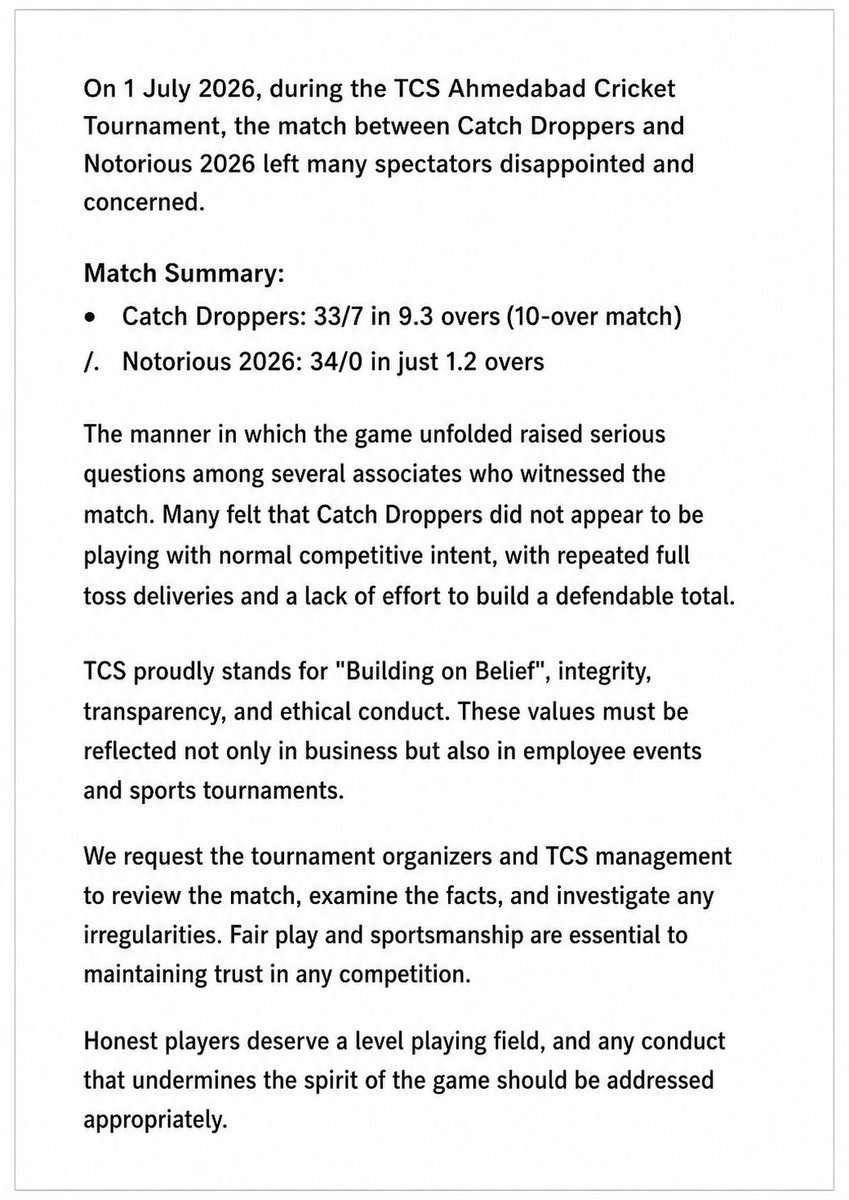 Aashish71905172's tweet photo. @hpxlab @TCS #TCS #BuildingOnBelief #FairPlay #Sportsmanship #Transparency #Integrity #CorporateCricket #TCAhmedabad #CricketTournament #PlayFair #EthicsMatter #SpiritOfCricket #EmployeeEngagement #CorporateSports #RespectTheGame #Ahmedabad #Cricket https://t.co/9N0IKU5pVi