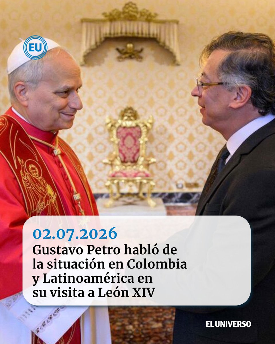 eluniversocom's tweet photo. El presidente saliente de Colombia fue atendido por el pontífice estadounidense en el Palacio Apostólico https://t.co/XrHpVfjrSJ https://t.co/DYLaxrVqfJ