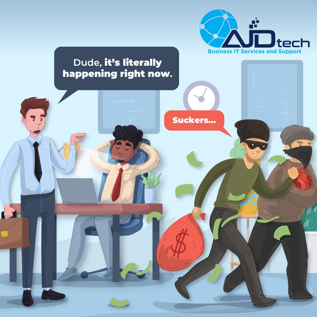 AJDTech's tweet photo. Famous last words... The truth is businesses that assume they’re safe often make the easiest targets for cybercriminals. Don’t wait for a wake-up call: partner with AJD Tech to stay ahead of any threats! https://t.co/7lV0BO2cRq