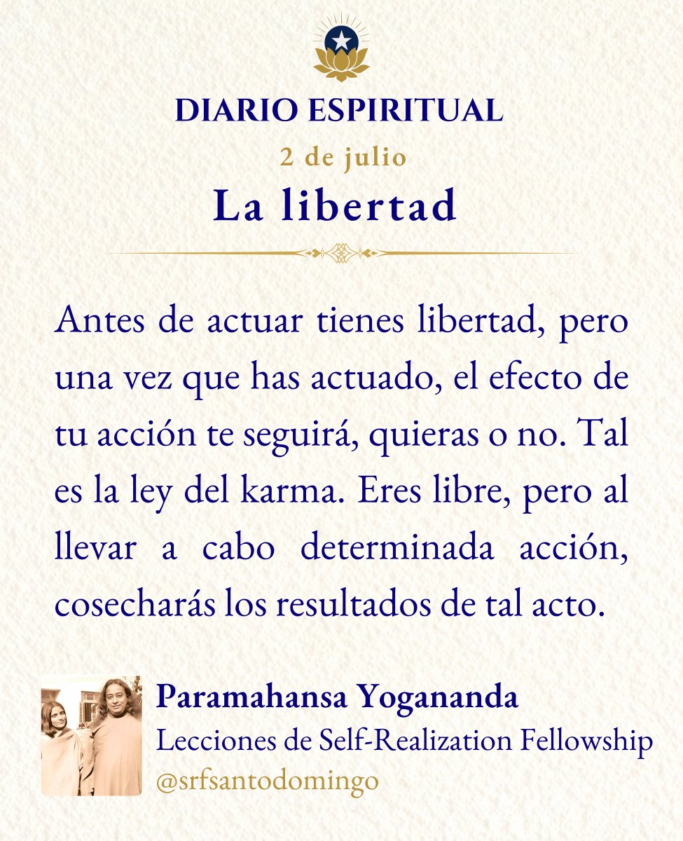 SRFsantodomingo's tweet photo. ☀️¡Buenos días! Feliz y armonioso jueves. Que la paz de Dios te abrace y sus bendiciones  te envuelvan hoy y siempre.🌿🪻🙏
#Libertad #SerLibre #SéLibre #BuscaADios #Medita  #Meditación #Dios #Yoga #Gurú #KriyaYoga #Yogananda #SelfRealizationFellowship https://t.co/FlroQx6rZE