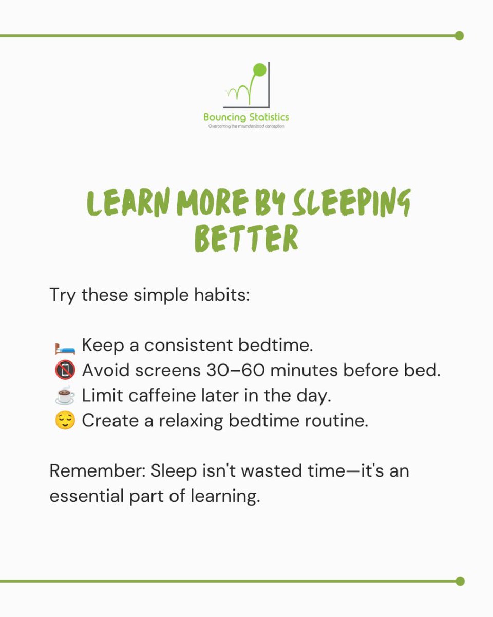 BouncingStats's tweet photo. Did you know your brain keeps learning even while you're asleep?

Sleep isn't just about feeling rested. It's when your brain processes new information, strengthens memories and prepares you to focus better the next day. 

#UKEducation #LearningTips #StudySmart #BrainHealth https://t.co/fIHvsYIGA5