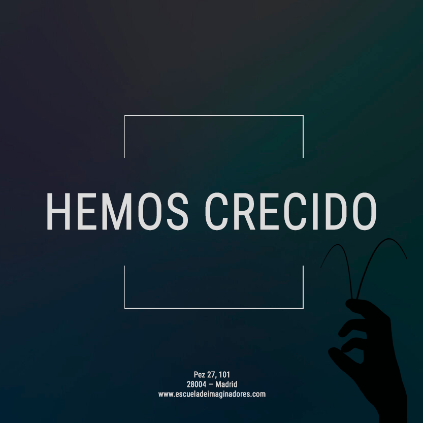 _imaginadores's tweet photo. Hemos crecido. Ahora estamos en calle Pez 27, en pleno corazón de Malasaña. ¡Y este septiembre abriremos nuevos grupos de iniciación a la escritura! Apúntate en info@escueladeimaginadores.com.
https://t.co/0009eDGuKg
#escueladeimaginadores #escrituracreativa https://t.co/TX3bBEBz8L