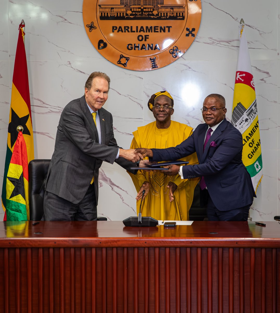 USEmbassyGhana's tweet photo. A bipartisan United States Congressional Delegation led by Congressman Vern Buchanan concluded a visit to Ghana focused on strengthening the longstanding partnership between the United States and Ghana. 

During the visit, the delegation met with the President John Dramani Mahama, Speaker of Parliament Alban Bagbin, parliamentary leadership, officials from the Ministry of Foreign Affairs, and other Ghanaian stakeholders to discuss shared priorities and opportunities for continued cooperation.

The United States values its partnership with Ghana and remains committed to working together to advance mutual objectives.

@House_Democracy
