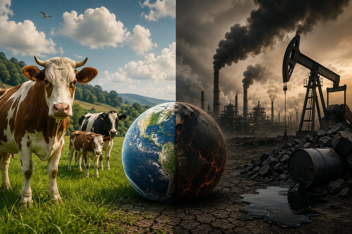 cziupargument's tweet photo. Da li su krave zaista veći uzrok klimatskih promena od fosilnih goriva?
Odgovor nije tako jednostavan kao što često čujemo na društvenim mrežama.
📷 Link https://t.co/4kFb9COOix https://t.co/xTXCP9QWQ4
