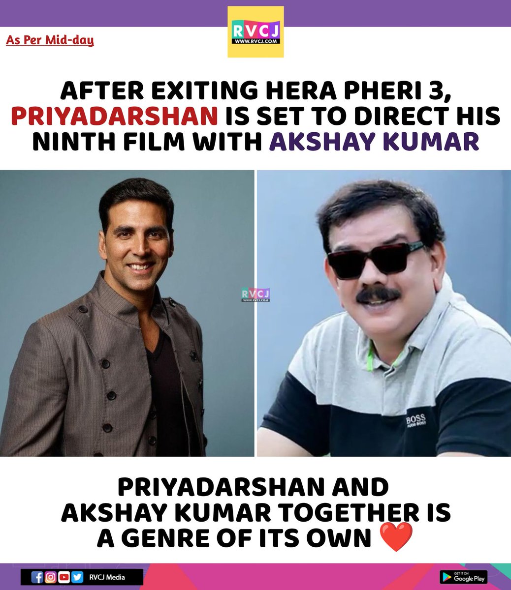 rvcjmovies's tweet photo. This Duo ❤️

#priyadarshan #akshaykumar #bollywood #bollywoodmovies #bollywoodactors https://t.co/UTFYUAUCTk