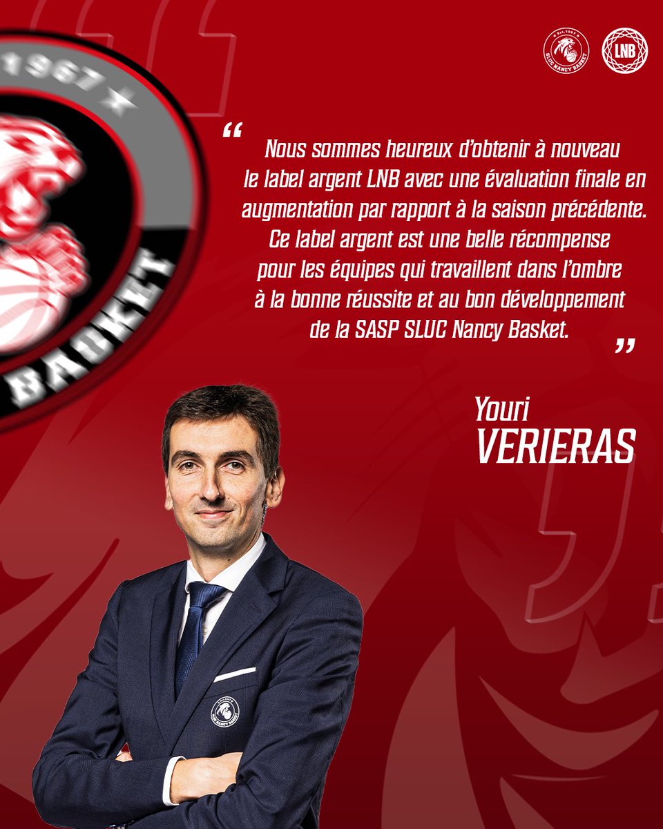 SLUCbasketNancy's tweet photo. Label Club LNB 🥈
Les résultats des Labels club pour la saison 2025/2026 sont tombés.
Le SLUC Nancy est heureux de se voir discerner à nouveau le Label Argent, avec une évaluation finale en hausse par rapport à la saison passée.
🗞️ https://t.co/B52P8OZJT1
#GoSLUC https://t.co/gO5dhaavxC