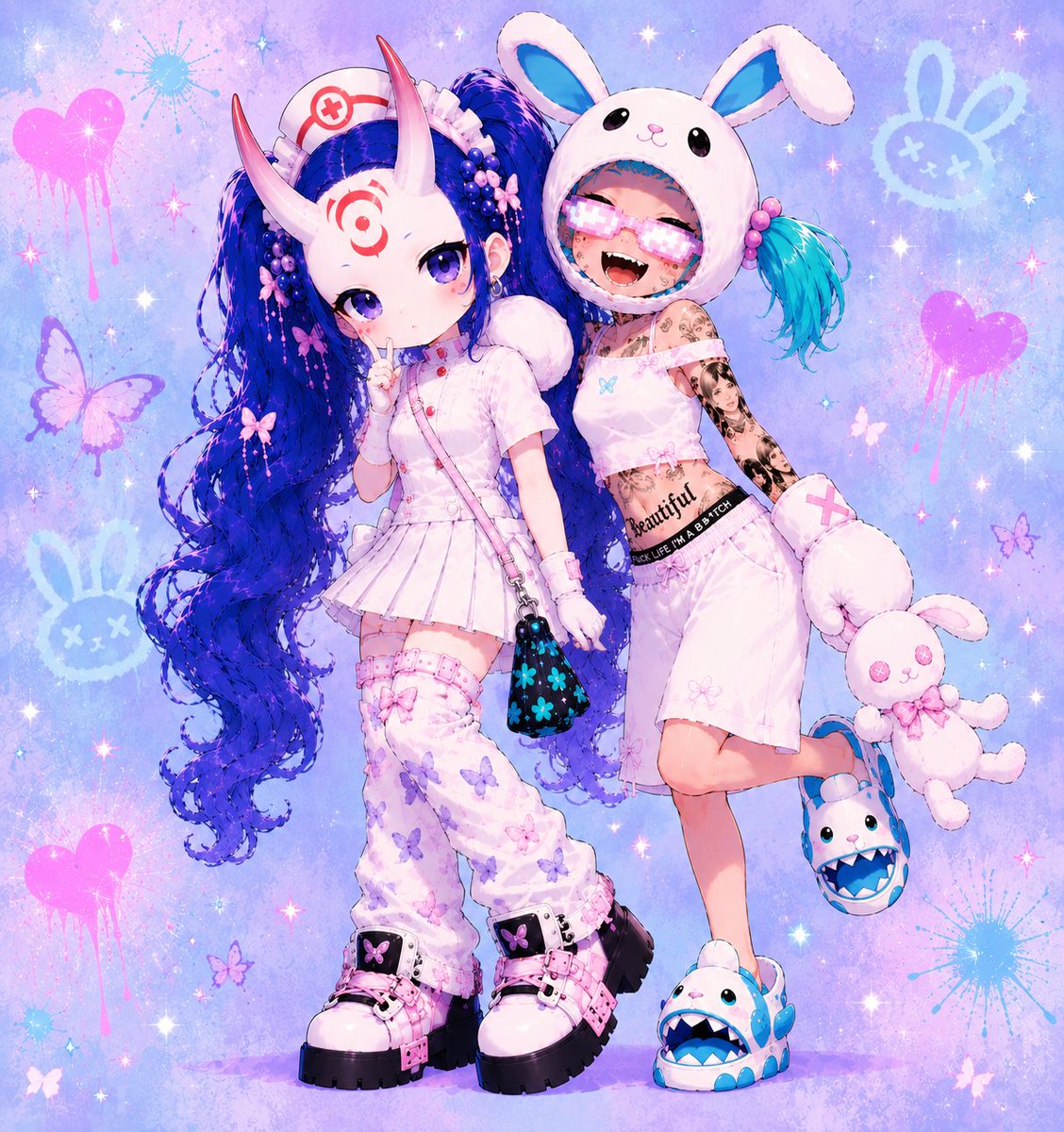 guri_uuu's tweet photo. あまみつ🌺　と　みるくたんく🐮
個人医がんばってます！！！！

左がりーのチャッピー作成
右があまみつのチャッピー作成
好みしっかり出ててかわいい

#ラフシティ https://t.co/yOaLRZHAX3