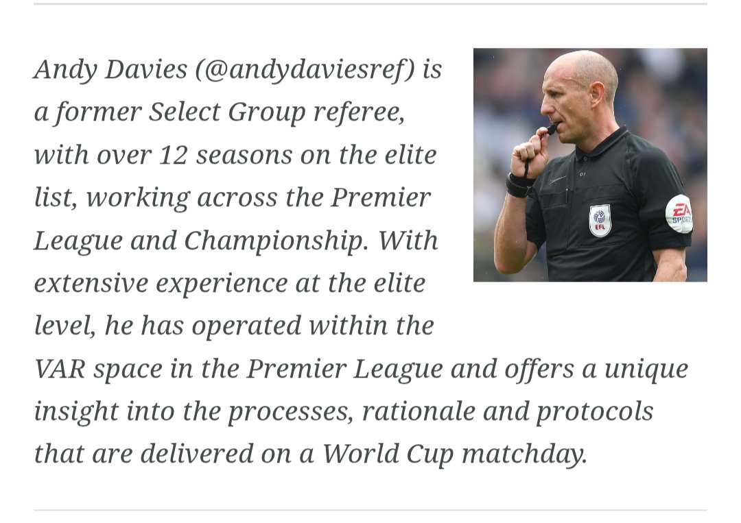 Red_Mallard500's tweet photo. @le_polisson @Eder_Matt @4dannyboy @JamesSurowiecki @Nick___Collins @dilanesper He also reffed Premier League from 2015 to 2025, usually as VAR or 4th official. Just not primary ref in the middle of the pitch.
One example here from 2023:
https://t.co/PU1fGn0Au8
You can find him on Premier League match official tables https://t.co/jENcmFiLim