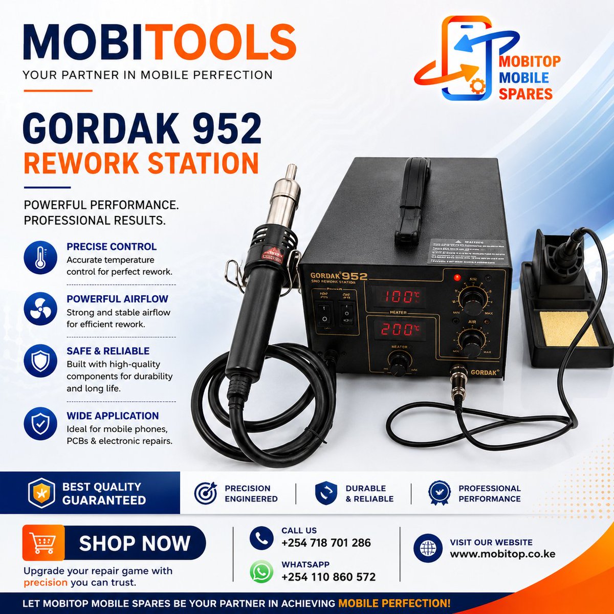 MOBITOP_'s tweet photo. Back and better than ever! The Gordak 952 Rework Station has returned. Act fast—limited quantities available! https://t.co/GgXA1ovyVO #Gordak952 #ReworkStation #Mobitools https://t.co/I7Uhd2h2MB