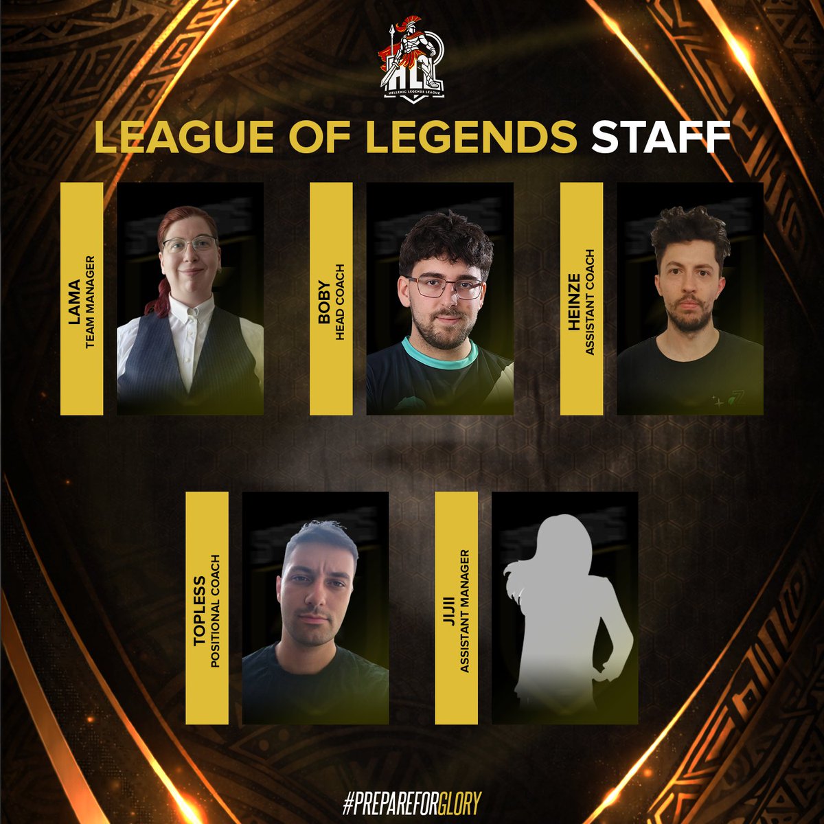 SpartansEu's tweet photo. Some new faces join the family. 
Please give a warm welcome to our Staff Team for the @helleniclegends 2026 Summer Split!
Head Coach: @AlphaBoby1 
Managers: @Lama_Fabian, @jijji7919 
Coaches: @toplesslol, @Heinze_LoL 
#PrepareForGlory https://t.co/caC0sXgZEM