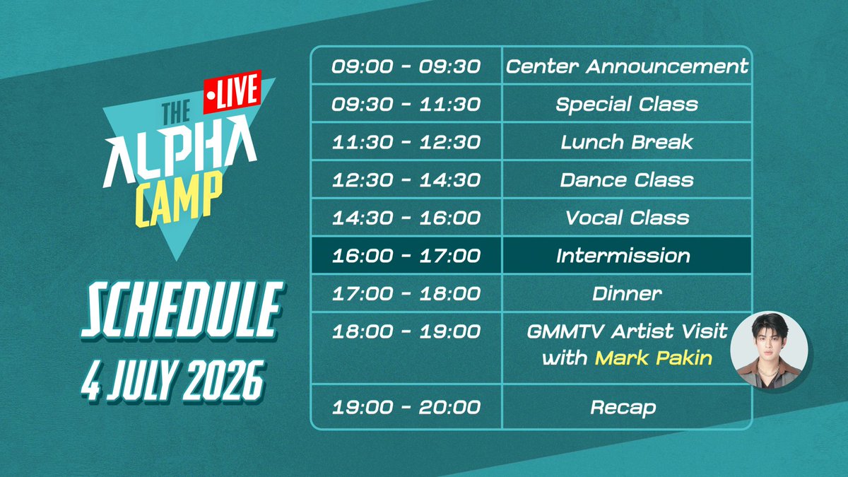 ProjectAlphaTH's tweet photo. 📢ตารางเรียน "สัปดาห์ที่สอง" มาแล้ว!! 
เจอกันในไลฟ์วันเสาร์ที่ 4 กรกฎาคมนี้ ทาง Youtube : Project Alpha 

มาดูกันว่าสัปดาห์ที่สองของเหล่า Alpha New Clan จะเข้มข้นและท้าทายกว่าสัปดาห์แรกแค่ไหน! 🔥

#TheAlphaCamp 
#ProjectAlphaNewClan 
#GMMTV https://t.co/bcPMat33qc