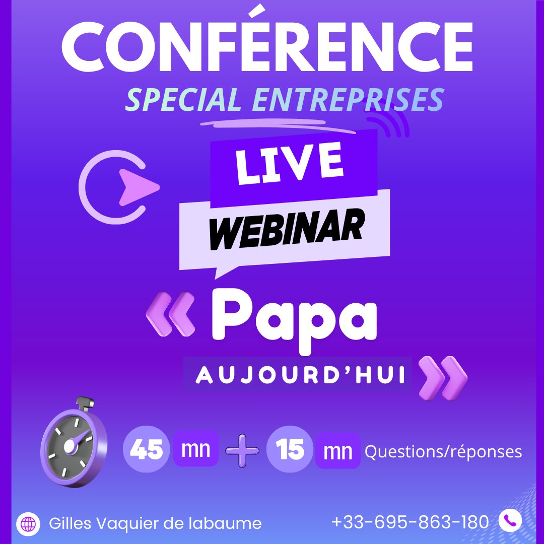Gillio75's tweet photo. 👍 Entreprises : Ne nombreux dispositifs sont proposés aux futures et jeunes mamans salariées, mais que très/trop peu pour les papas.....

📞 Contactez-moi et je vous présenterai le contenu de cette conférence dédiée à la paternité.

#paternité #papa #parentalité https://t.co/ykIGLk3w4M