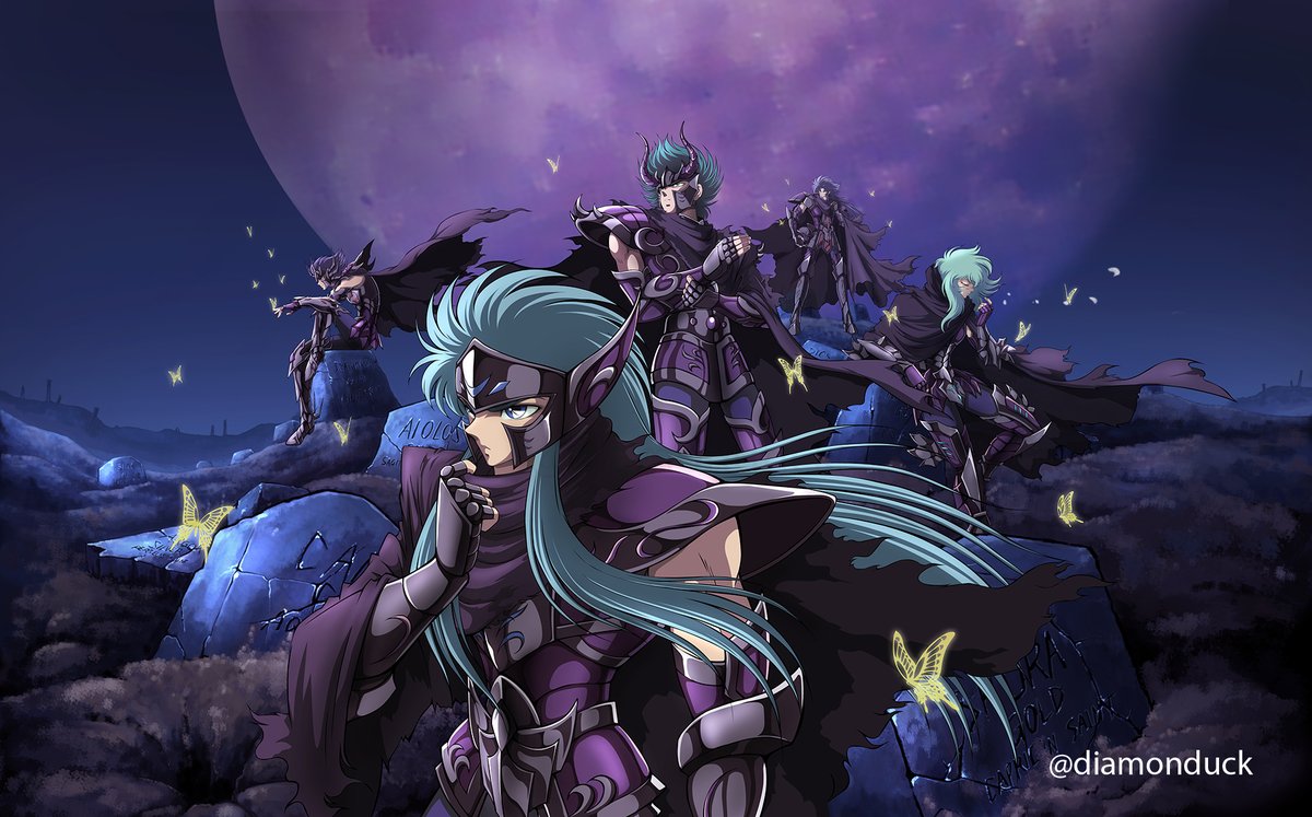 diamonduck2026's tweet photo. 月下复活的冥衣圣斗士♒️♑️♓️♋️♊️🌕🦋🦋
#聖闘士星矢  #SaintSeiya40th https://t.co/TSOdaEhOhe