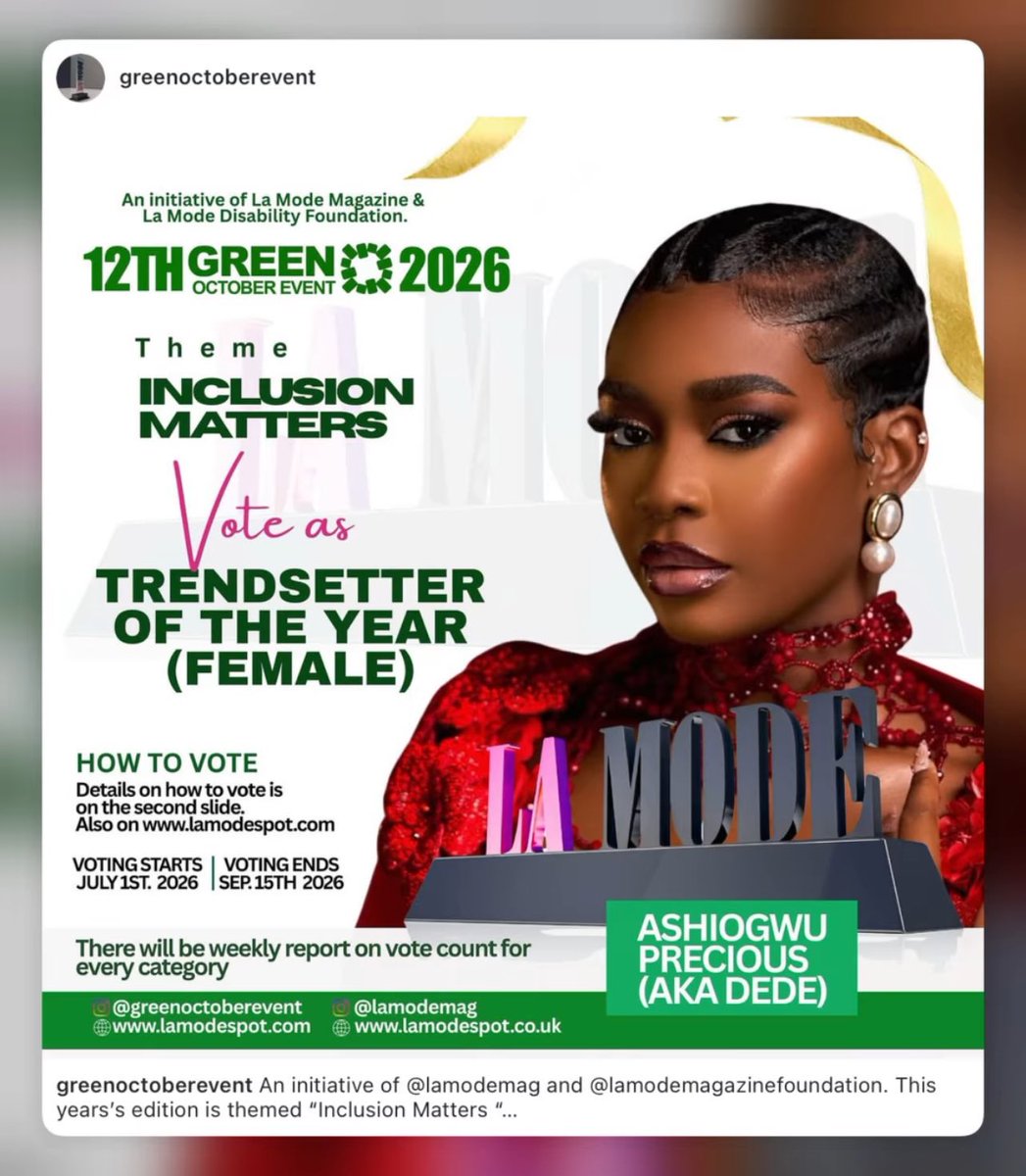 ehrstelee's tweet photo. Dede has been nominated for a Trendsetter Award 🥹🔥
And honestly it fits perfectly.

If you know her, you know.

Please take a moment to vote for my girl 🤍
(The instructions are in the second picture) https://t.co/xgZijNu2Ww