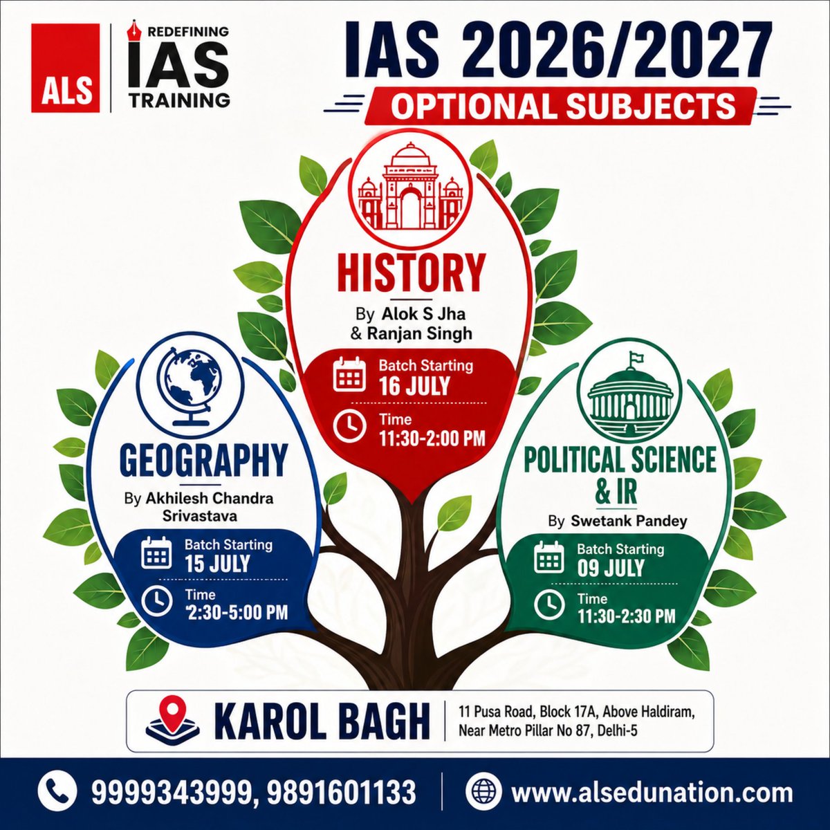 ALS_IAS's tweet photo. #Optional #Subjects Batch for IAS 2026/2027
📚 Available Optional Subjects:
✅ PSIR
📅 Batch Starting: 09 July
⏰11:30 AM – 2:30 PM
✅ Geography
📅 Batch Starting: 15 July
⏰ 2:30 PM – 5:00 PM
✅ History
📅 Batch Starting: 16 July
⏰11:30 AM – 2:00 PM
📞9999343999
#IAS https://t.co/kLjgyC81Kz