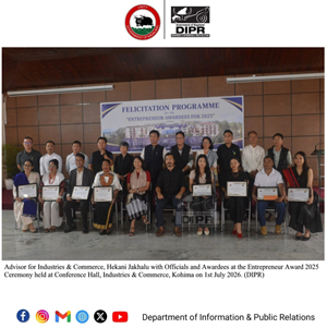 kavi34384's tweet photo. #Nagaland’s Department of Industries &amp; Commerce held the Entrepreneur Award 2025 ceremony in Kohima to recognise outstanding local business contributions.
Eight entrepreneurs were felicitated for their role in advancing entrepreneurship and driving economic growth in the state. https://t.co/LMTnItNxCh