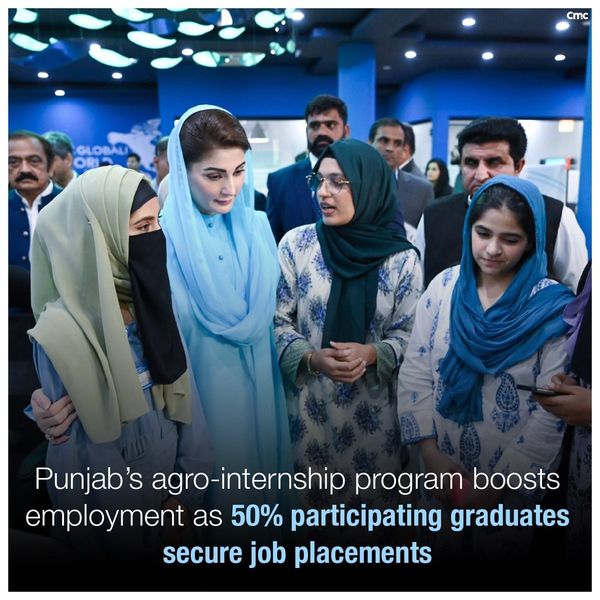 PMLN106's tweet photo. Punjab's agro-internship program boosts employment as 50% participating graduates secure job placements. https://t.co/j9AbiAGmYG