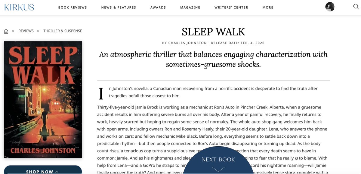 Charcej's tweet photo. I've been reading Kirkus Reviews since I first started reading Stephen King books and now my novella 'Sleep Walk' has one. I'm over the moon. 💖https://t.co/F9MshTl8Qb https://t.co/kGJNHS2MkL