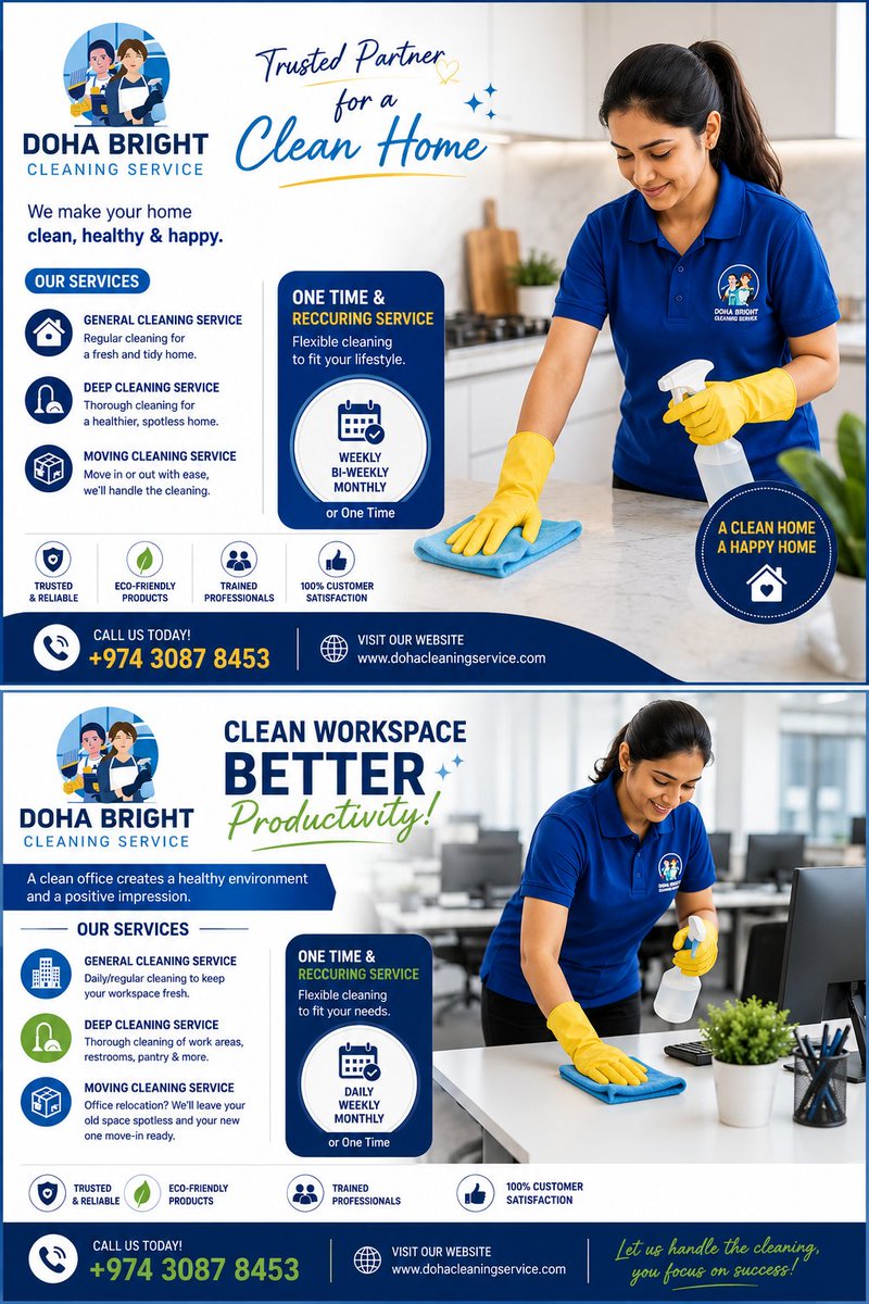 DohaBright's tweet photo. ✨ Professional home cleaning you can trust in Doha 🏡
Reliable, affordable, and detail-focused cleaning services.
📞 30878453
🌐 https://t.co/wbpNHnIQcg

#Doha #Qatar #CleaningService #HomeCleaning #DohaCleaningService https://t.co/4MzGXDMLj1