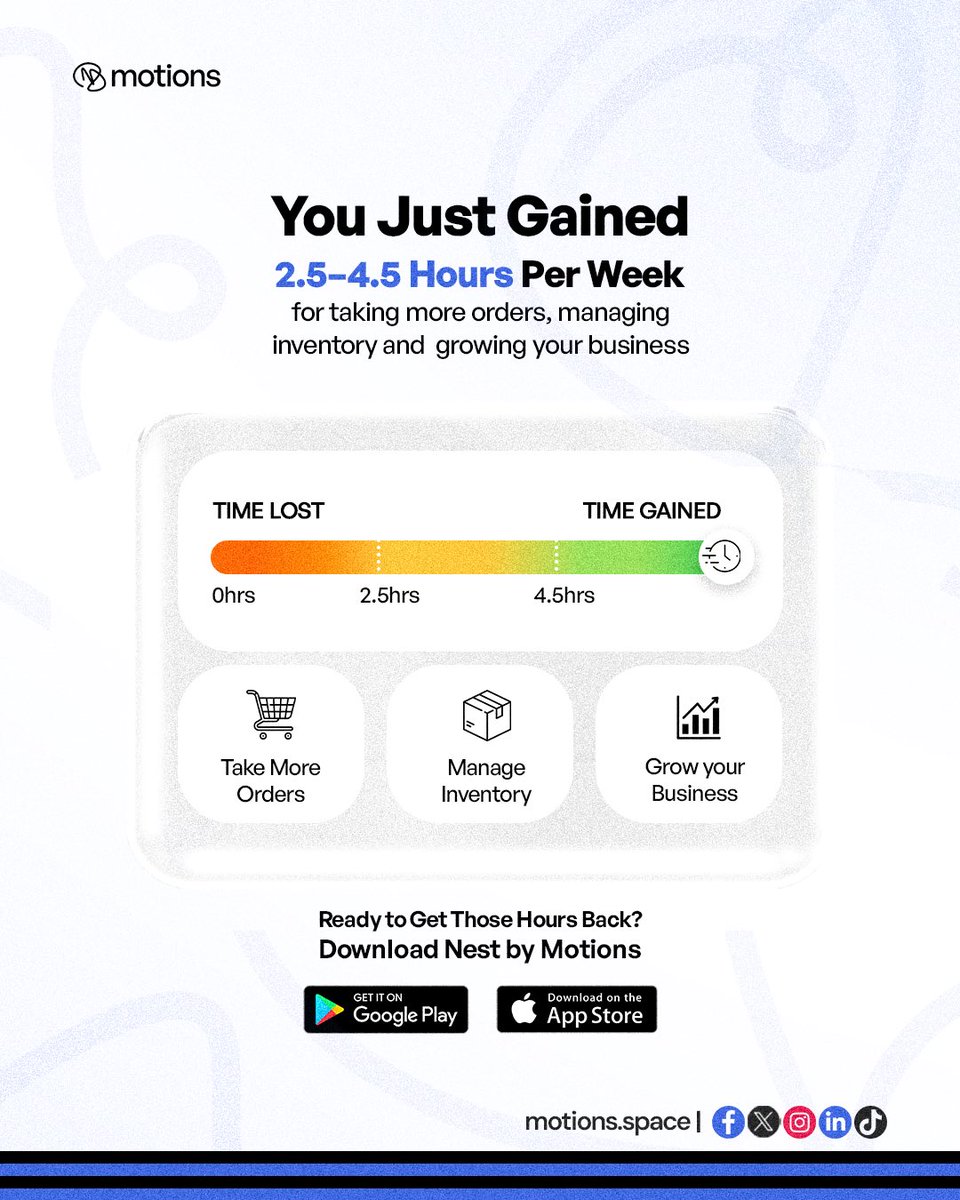 motions_space's tweet photo. Every hour spent chasing deliveries is an hour not spent growing your business.

Motions help vendors cut delivery admin from hours to minutes with secure drop-offs, automatic notifications, and verified proof of delivery.

 Download the Nest by Motions app today. https://t.co/xpKs0cYhKB