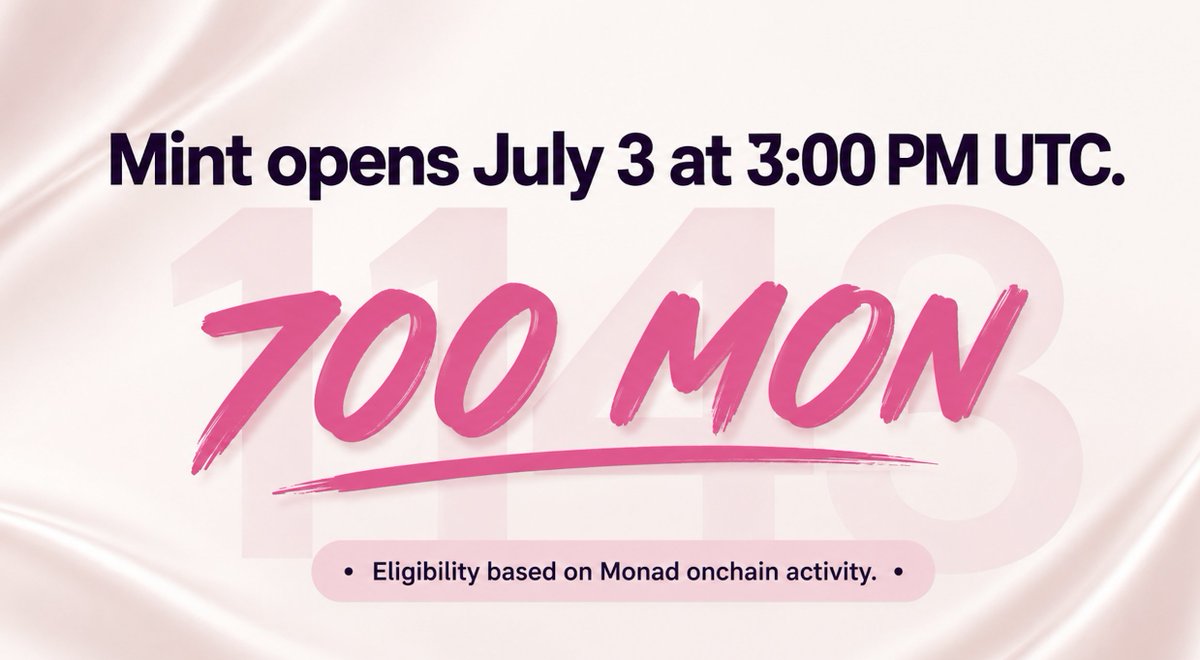 kapyshart's tweet photo. Kapysh mint is officially set 🔔🔔

July 3 · 3:00 PM UTC
Mint price: 700 MON
Mint will take place on @scatter_art 

Eligibility is based on Monad onchain activity, including Monad NFT holders, memecoin holders, LP providers on Uniswap & PancakeSwap, Monad stakers, active ecosystem wallets, and selected early collaborations.

Not a random allowlist.
Built for the ones actually moving onchain.

Official mint details and links will only be shared from @kapyshart 
Beware of fake links, impersonators, replies, and DMs.